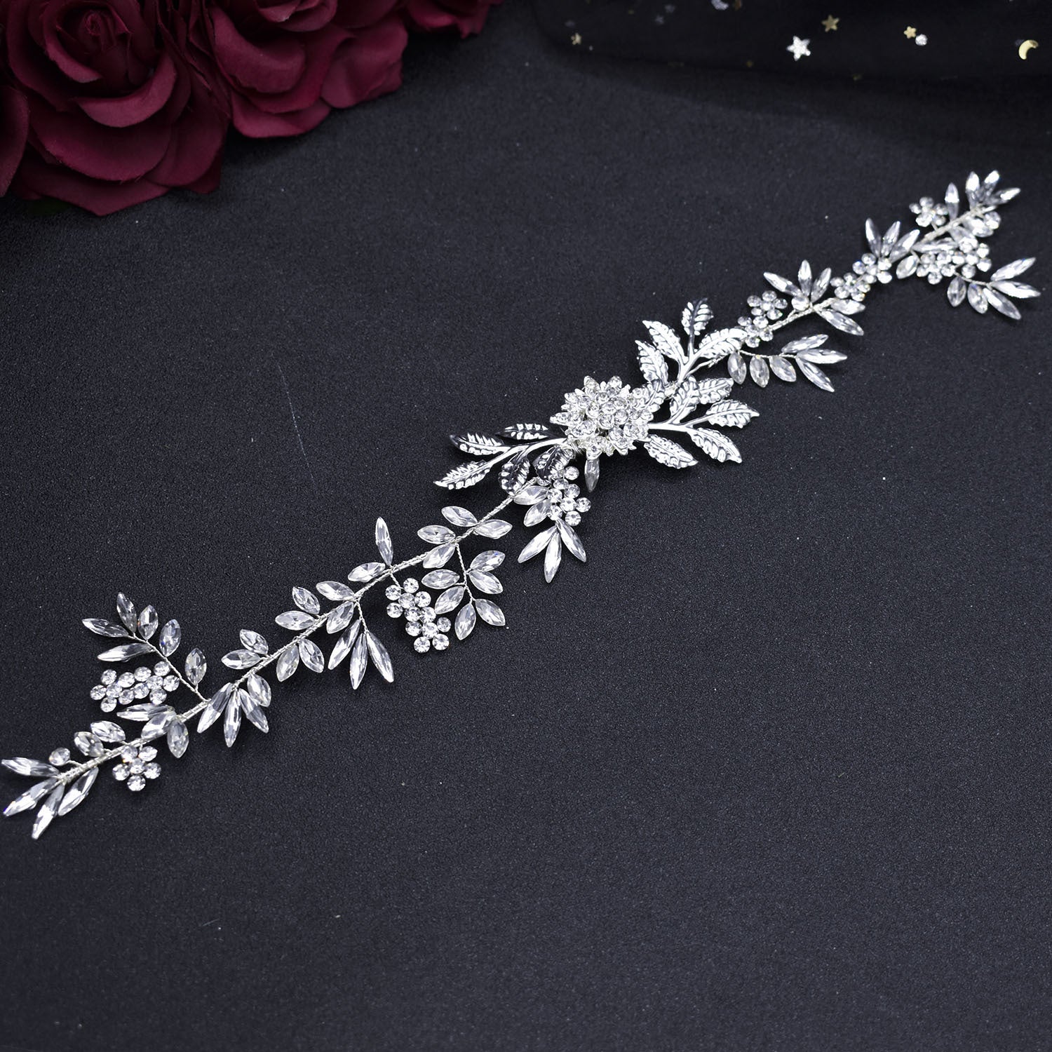 Alloy Leaf Rhinestone Handmade Headband Ladies