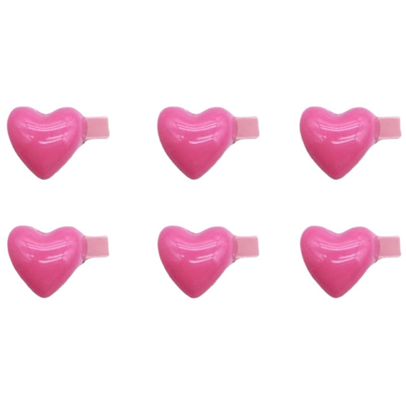 6 Girls Peach Colors Delicate Heart Barrettes