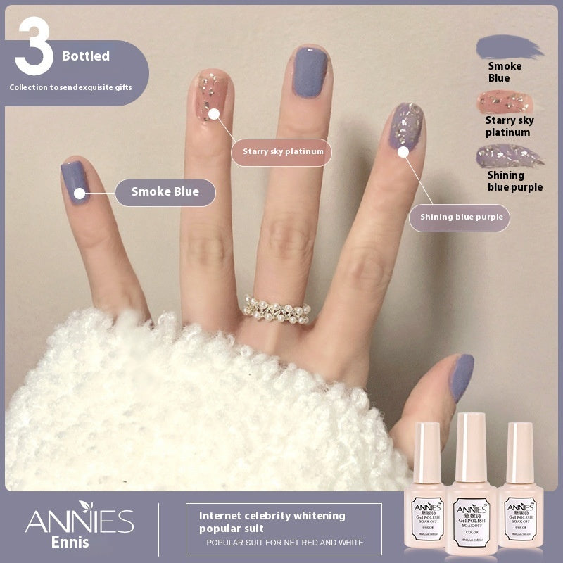 Annies Ennis Women's Three-color New Ice Jelly Nude Color Gel Nail Polish Suit