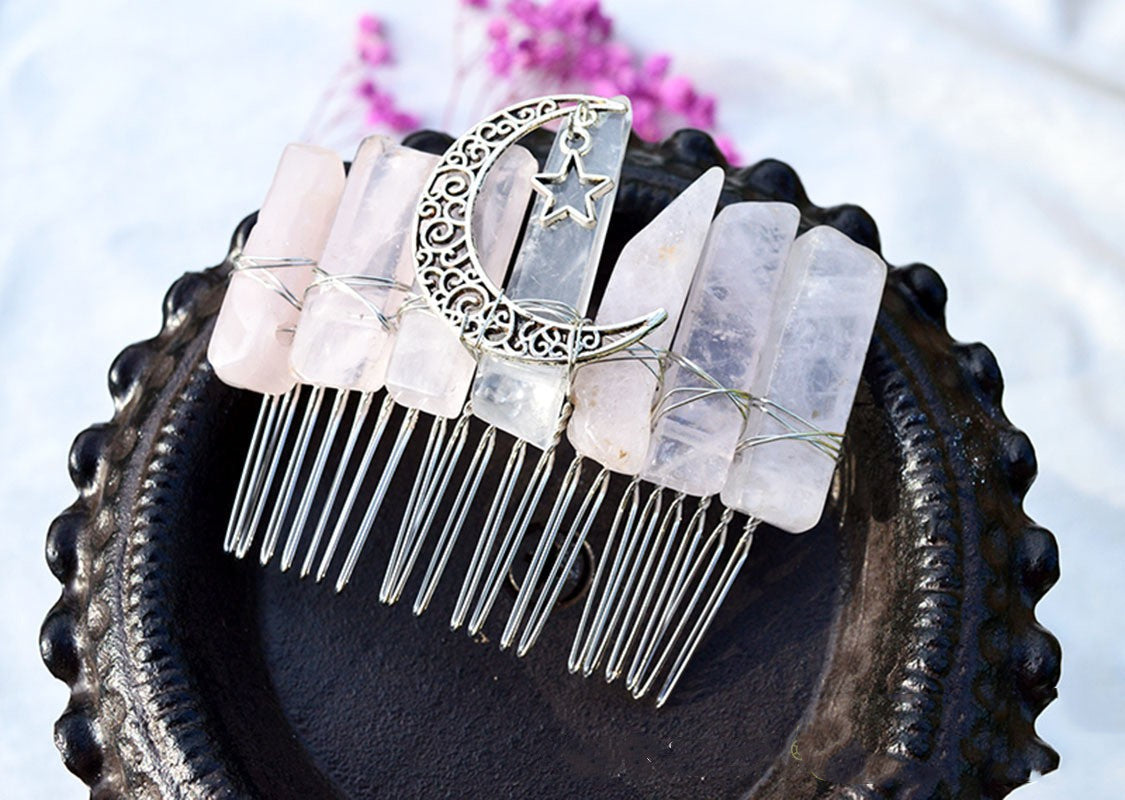 Premium Handmade Crown Moon Hollow Star Hair Comb