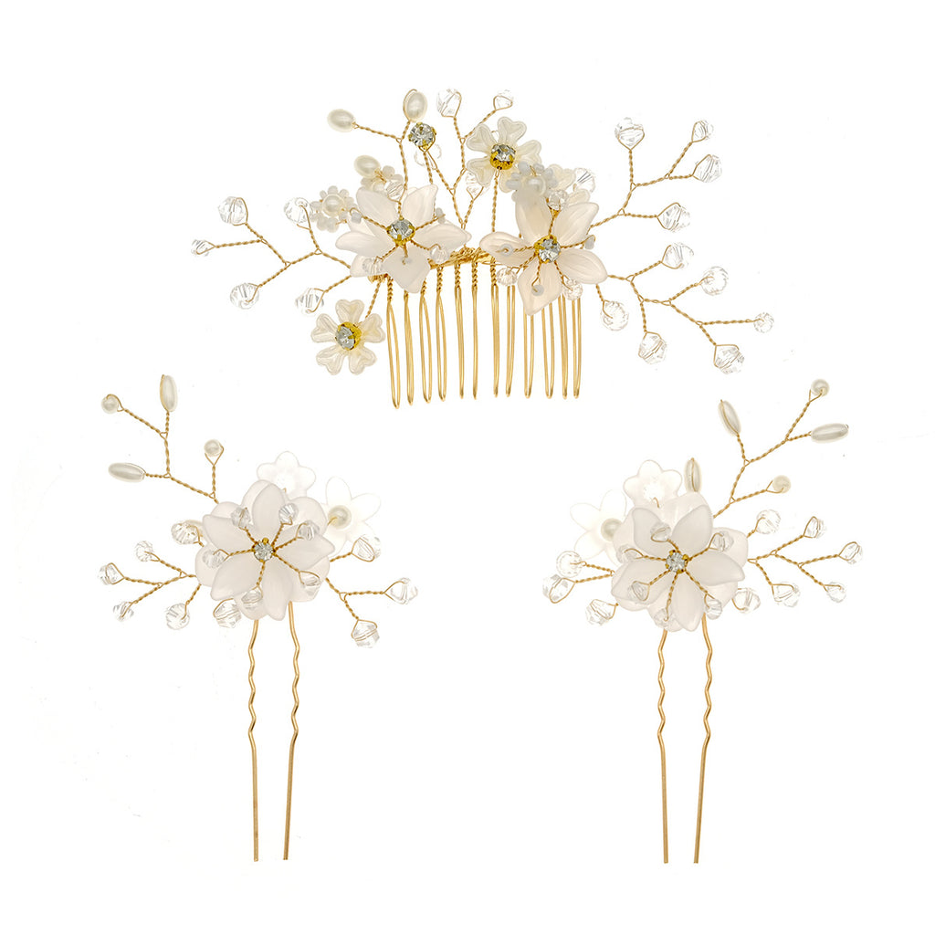 Pearl Flower Exquisite Flower Leaf Bridal Headdress Hair Comb