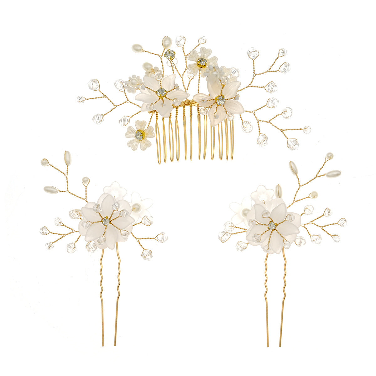 Pearl Flower Exquisite Flower Leaf Bridal Headdress Hair Comb