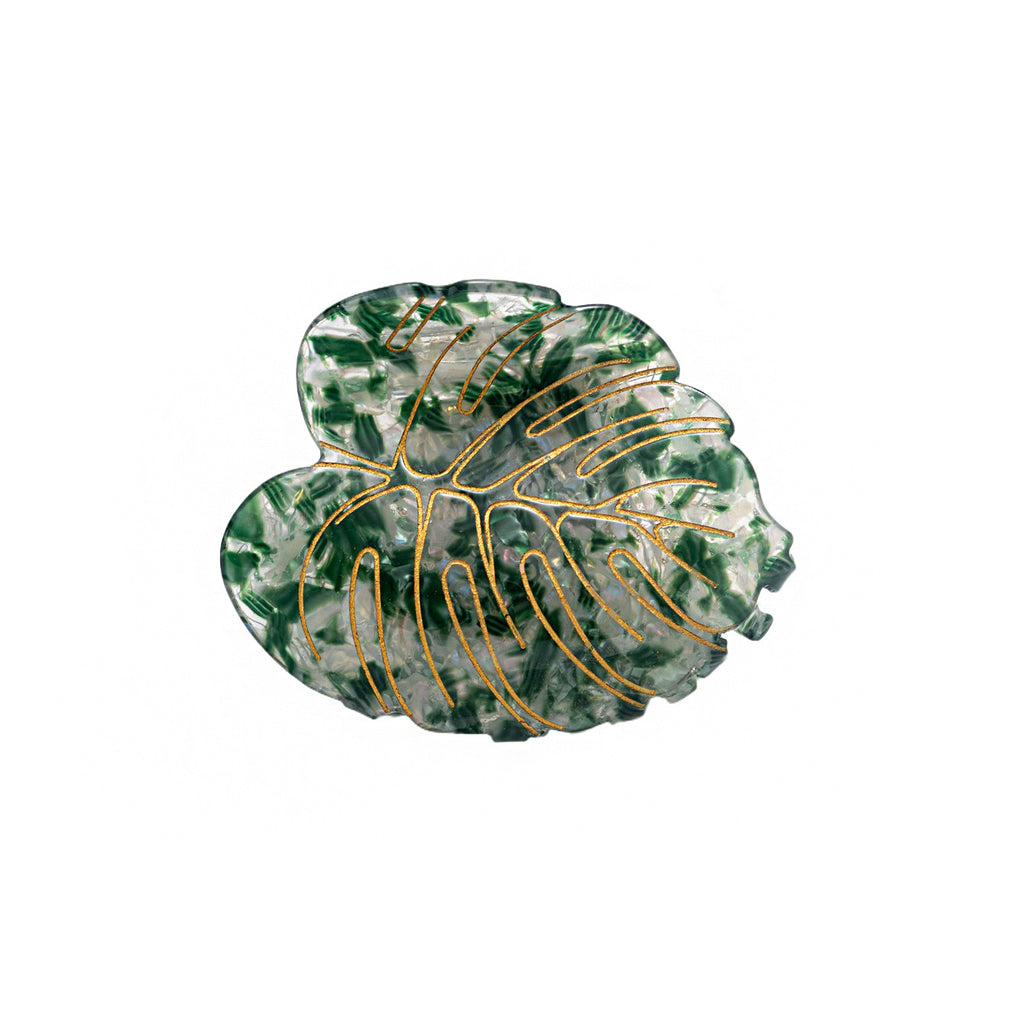 Simple Mori Style Printed Leaves Grip Versatile Hair Clip