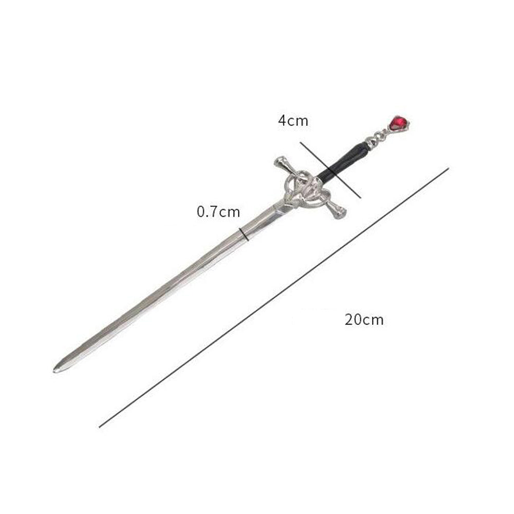 Chinese Punk Ruby Pendant Sword Hairpin Simple Modern Headdress Internet Celebrity High-end Back Head Updo Hair Accessories