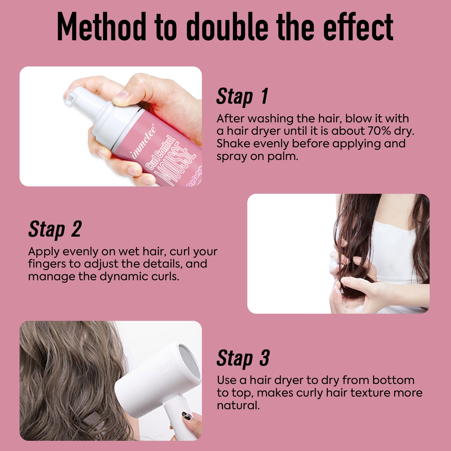 Immetee Curly Hair Shaping Mousse Moisturizing And Scalding Hair Care Elastin Bubble Mousse