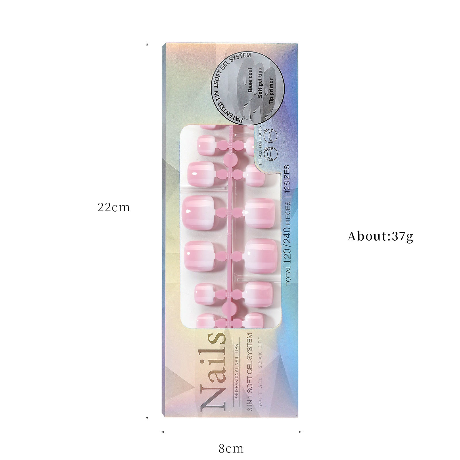 French Nail Finished Wear Nails Frosted Toe Nail Patch