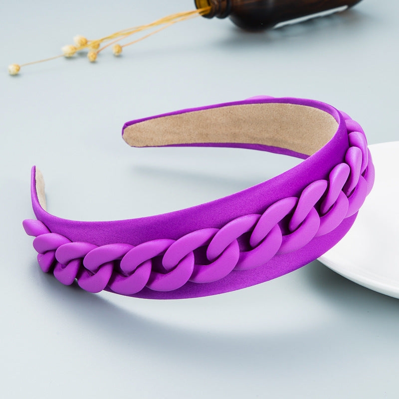 Ladies Wide Brim Colorful Chain Macaron Headband