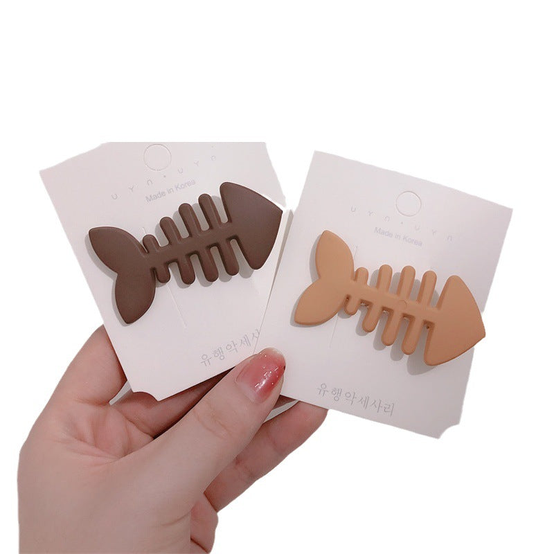 Minimalist Candy Color Fishbone Barrettes Cute Funny Side Bangs Female