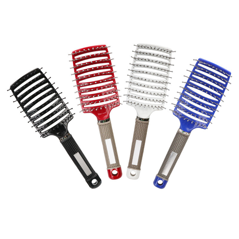Men's Oil Head Bristle Massage Big Curved Comb