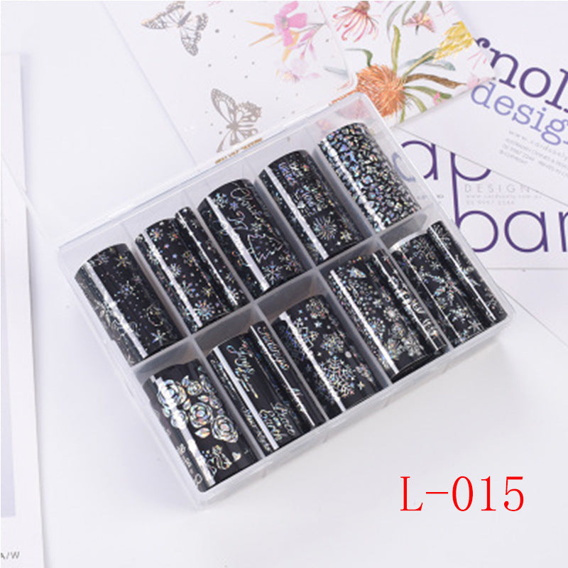 Nail Art Star Transfer Paper 10 Grid Set Color Silver Laser Nail Sticker Black And White Lace Transfer Paper