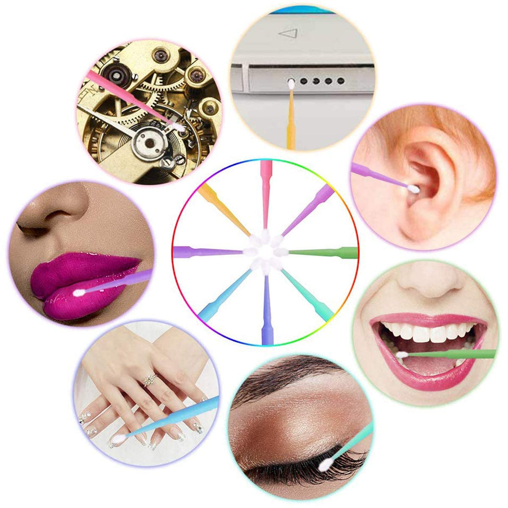 200 - 500 Pcs Disposable Micro Applicator Brushes For Eyelash Extensions, Mascara & Makeup, Compatible With Personal Care Multicolors