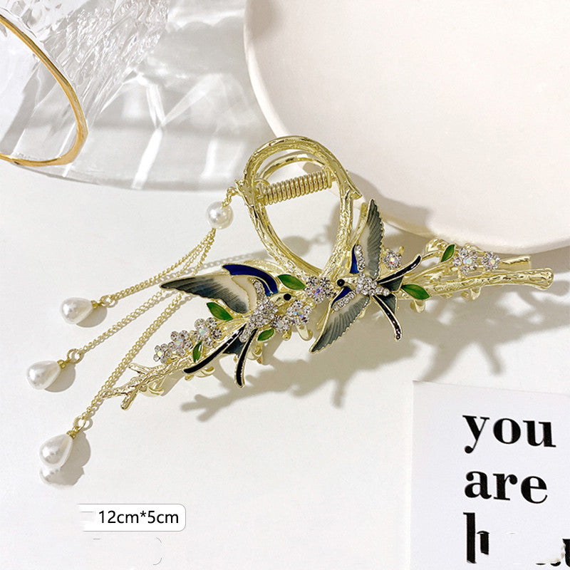 Rhinestone Swallow Tassel Hairpin Women's Back Head