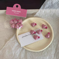 6 Girls Peach Colors Delicate Heart Barrettes