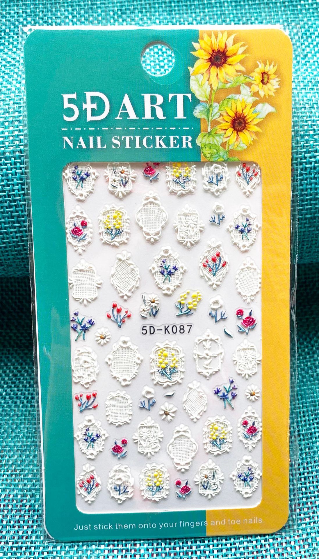 5D Art Embossed Nail Sticker Plaid Nail Sticker Three-dimensional Bow Nail Sticker Summer Nail Sticker