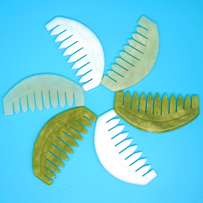 Dual-purpose Scraping Scalp Meridian Portable Head Massage Jade Comb