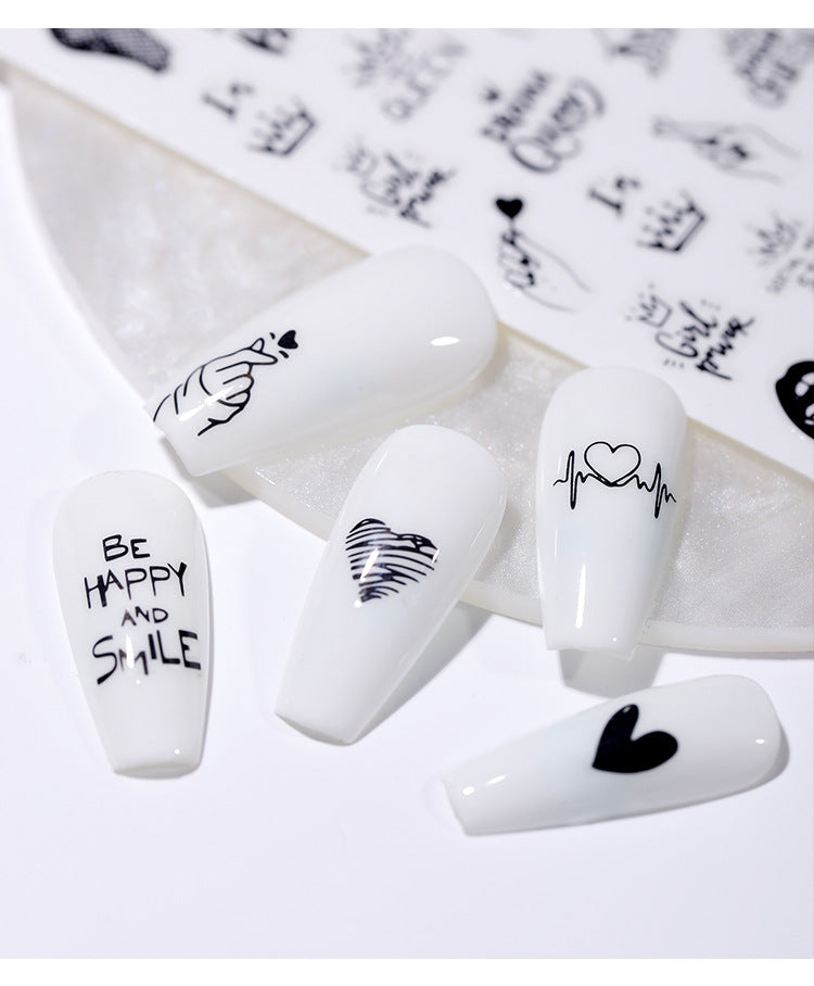 Love Heart English Letter Nail Sticker