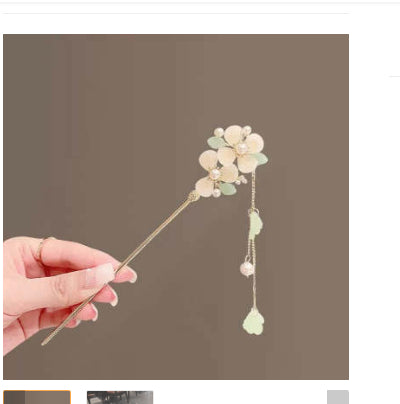 Camellia Hairpin Updo Ancient Style Han Chinese Clothing Elegant Pearl Step Shake Hair Clasp