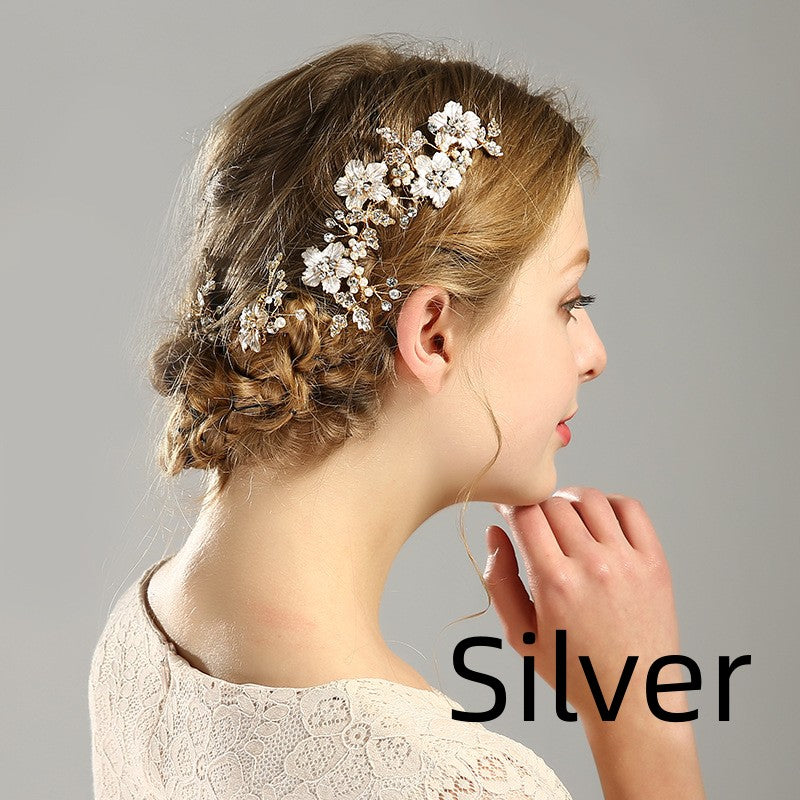 Golden Flower Hair Comb Bridal Headwear