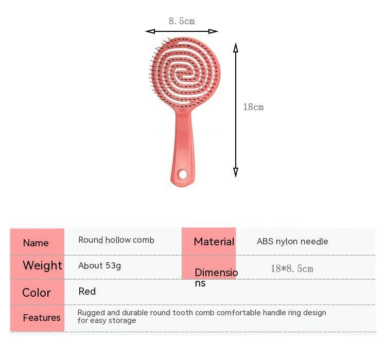 Hollow Wet And Dry Straight Hair Curls Portable Round Lollipop Massage Comb