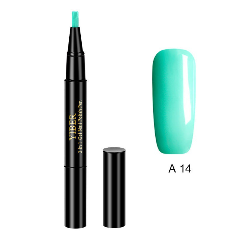 Yiber 5pcs Nail Polish Pen 3 In 1 One Step Glue Pen Multicolor