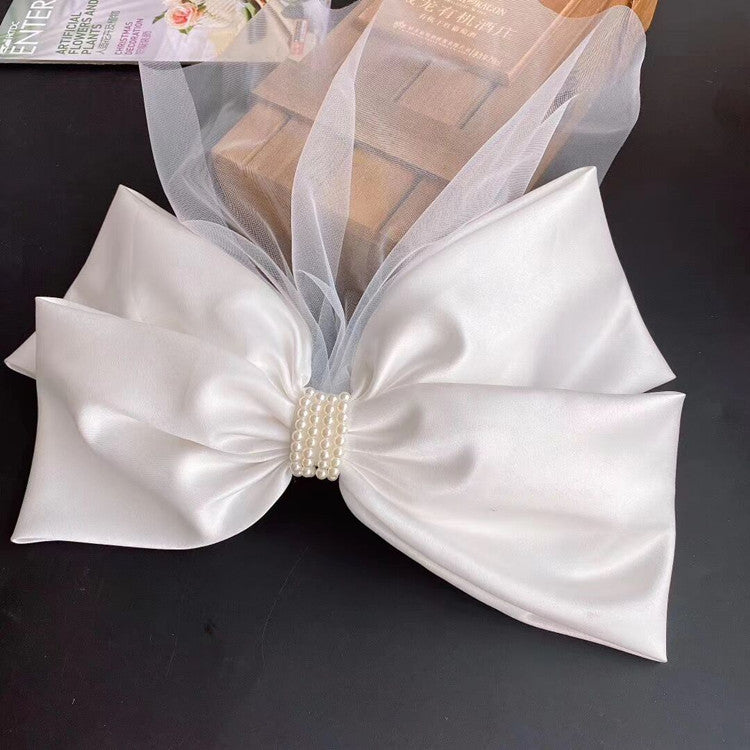 Sweet big bow net yarn covering veil headgear
