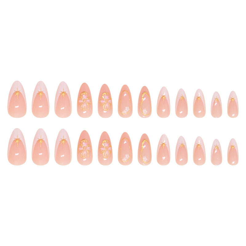 Simple French Wear Nail Three-dimensional Peach Blossom Nail Tip Detachable