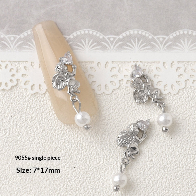 Silver Zircon Bow Nail Art Accessories