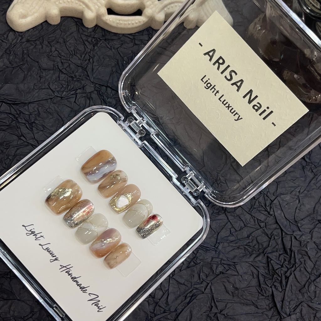 Arisa Nail Maillard Color Blooming Handmade Wear Light Luxury Handmade High Quality Nail Tip