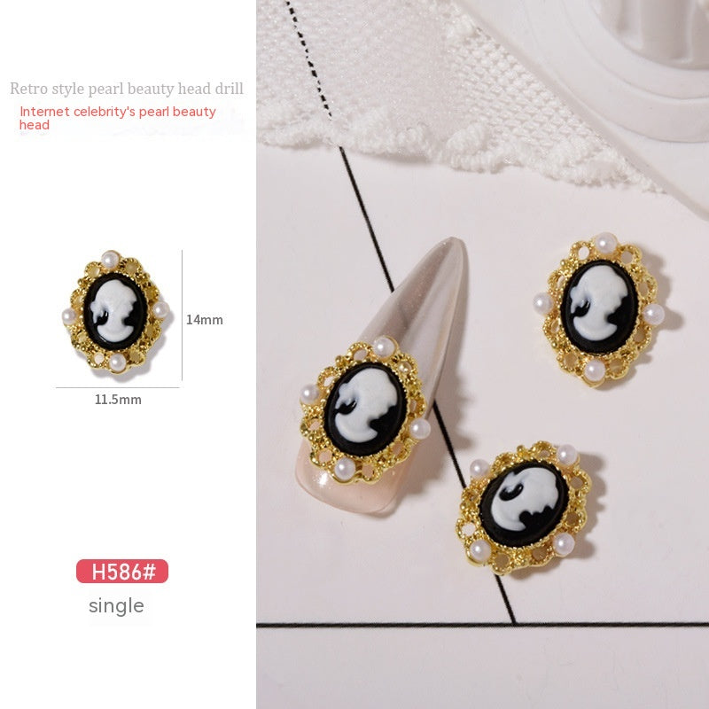 Baroque Retro Beauty Head Nail Accessories