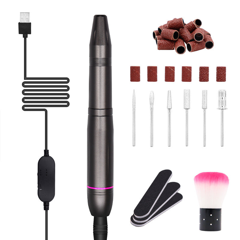 Nail Polishing Machine USB Portable Nail Polish Remover Manicure Polishing Nail Piercing Device Grinding Pen