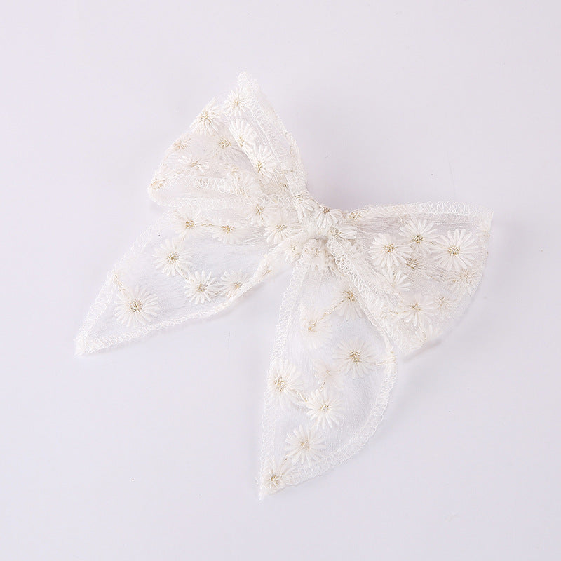 European And American Embroidery Printing Children's Bow Hairpin