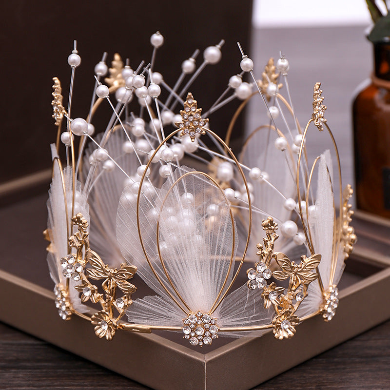 Ladies Alloy Pearl Full Circle Bridal Crown Tiara
