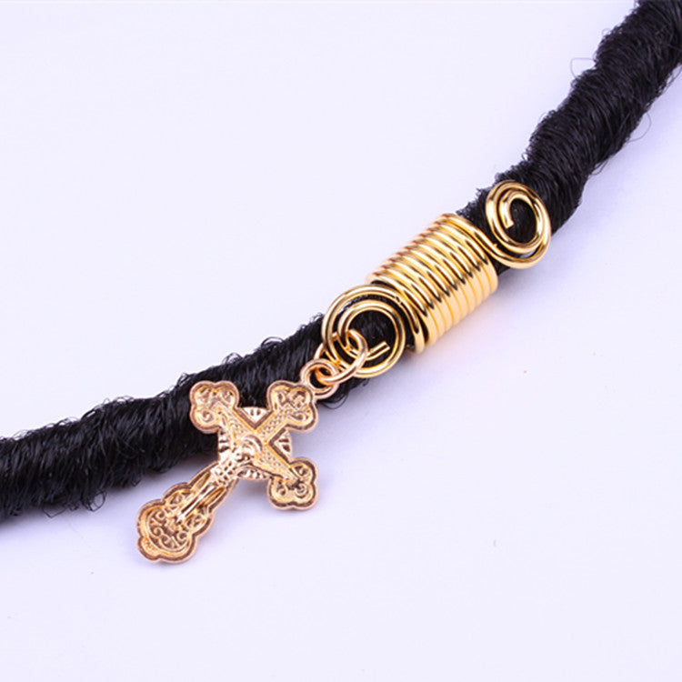 Alloy Cross Pendant Headdress Spring Ring