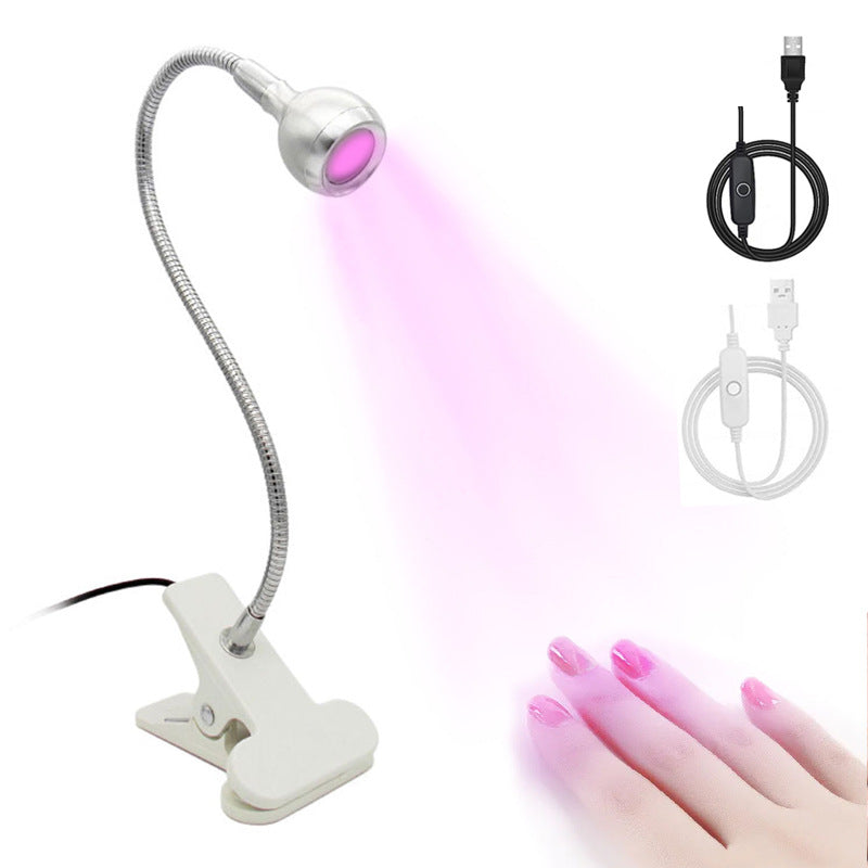 Gooseneck Hot Lamp USB Table Lamp With Clamp Nail Polish UV Glue Curing Black Light Bulb