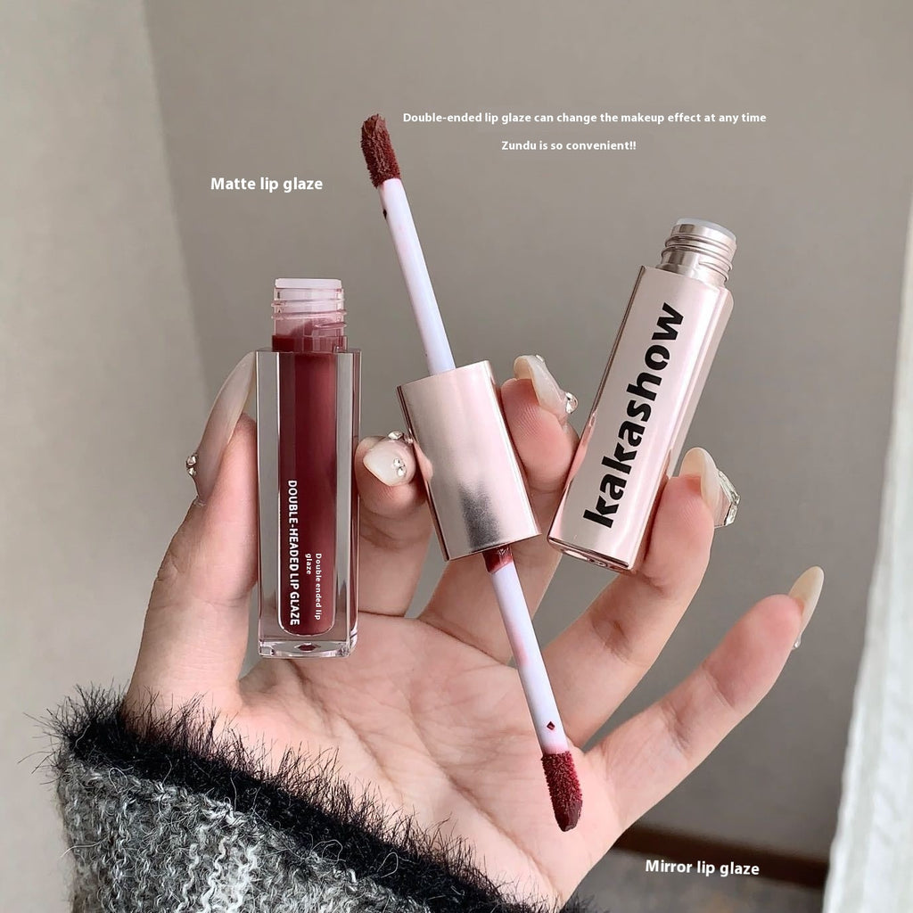 Makeup Double-headed Lip Lacquer Matte Mirror Double Texture Lipstick Delicate
