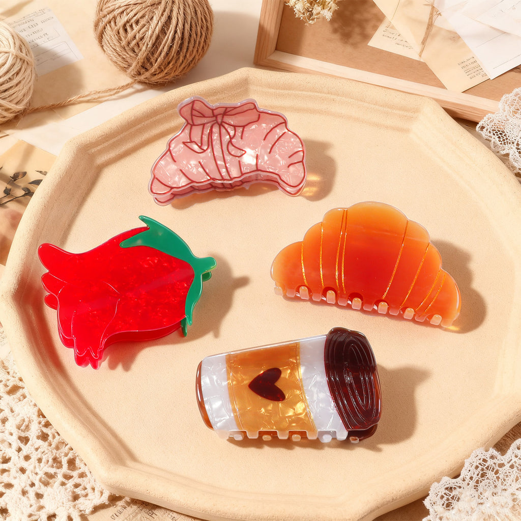 Croissant Coffee Hair Clip Shark Clip