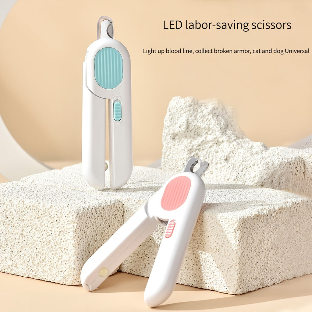 LED Labor-Saving Dog And Cat Nail Clippers, Pet Nail Trimmers With LED Light, And Circular Cut-hole Cat Paw Cutter Dogs Nail Cutter Avoid Excessive Cutting