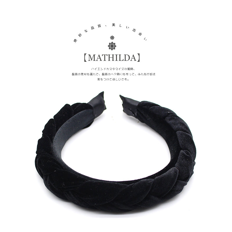 Vintage Solid Gold Velvet Braided Twist Embossed Headband