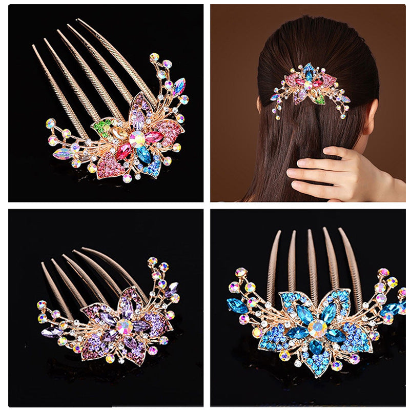 Rhinestone plate hair insert comb