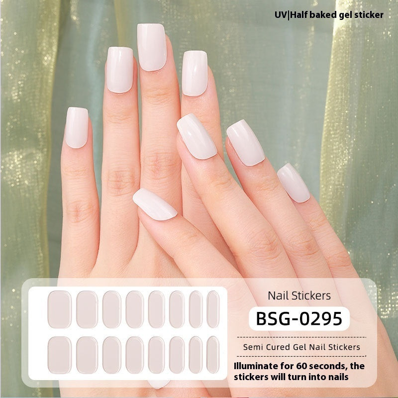 Pure Color UV Gel Nail Sticker Semi-curing Gel Nail Stickers Heating Lamp