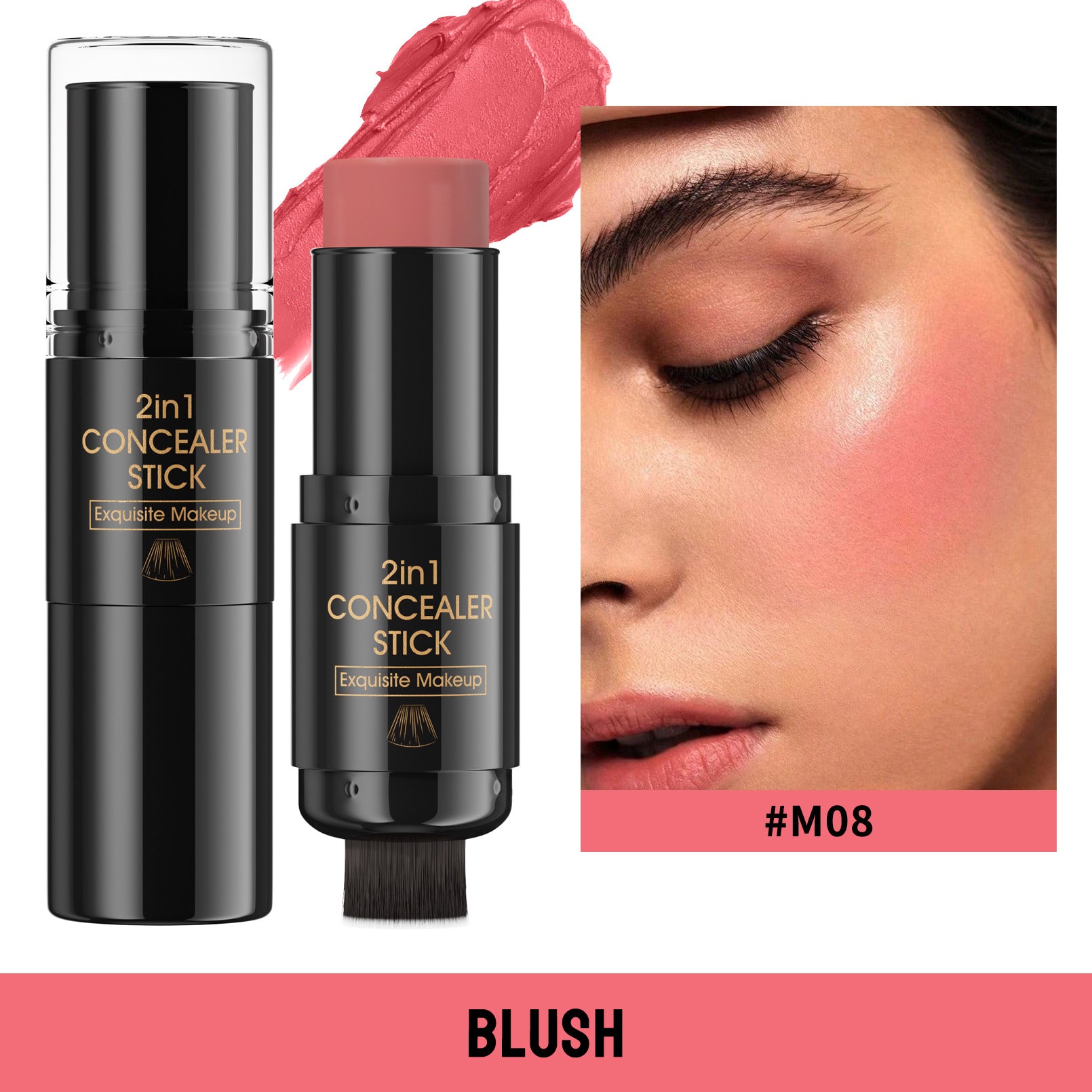 Hellokiss Highlight Blush Double-headed Contour Stick With Brush