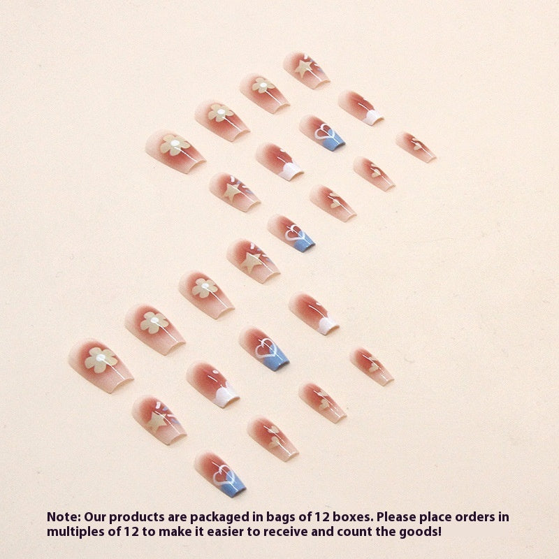 Female Versatile Mid-length Blush Fake Nail Patch