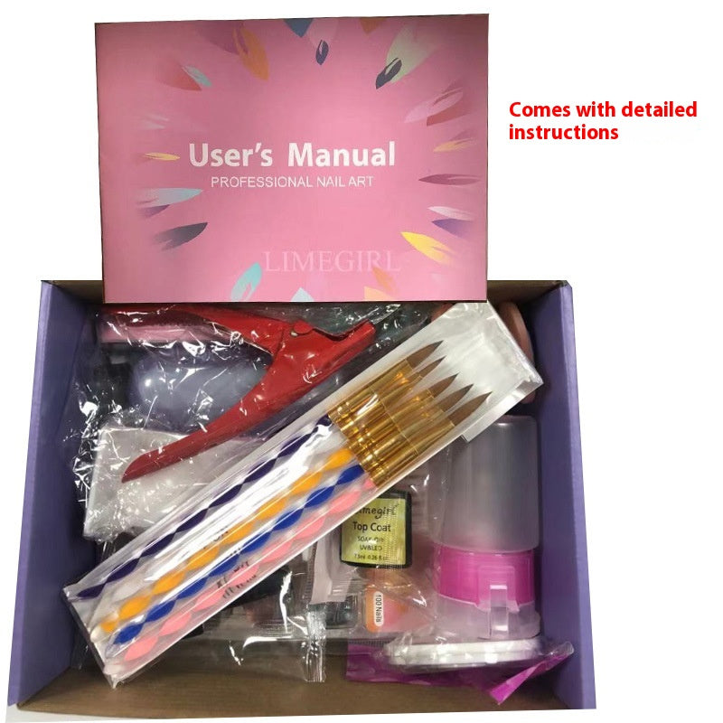 LimeGirl Acrylic Powder Crystal Liquid White French Nail Tip 42 Colors Dance Suits Bottom Rubber Seal Layers
