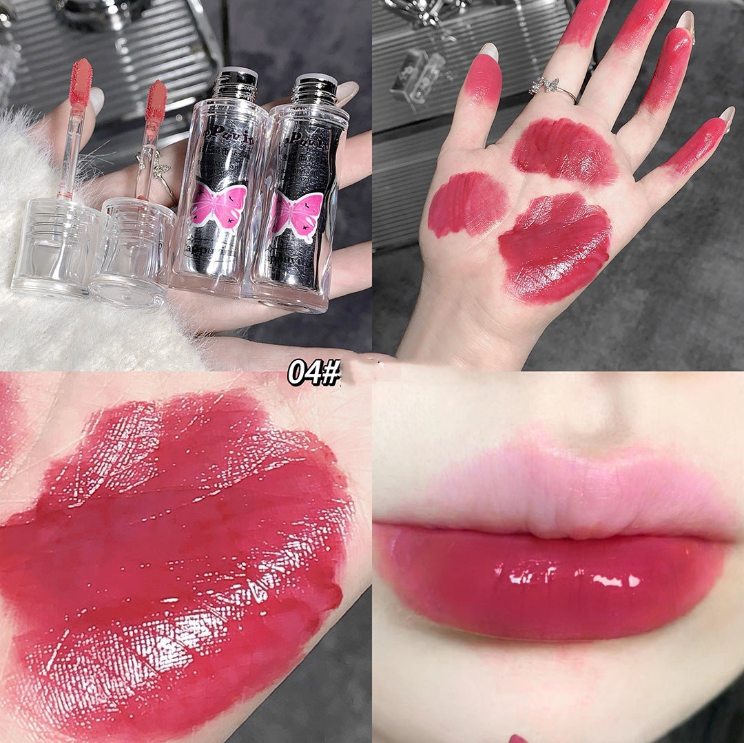 Cappuvini Three Per Package Suit Butterfly Cute Mirror Water Light Lip Lacquer Show