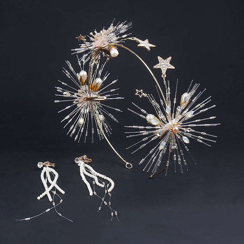 Handmade Beaded Hair Accessories Star Headband Pearl Tassel Hairpin