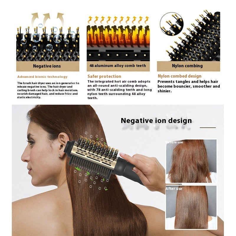 Multifunctional Three-in-one Hot Air Comb Hair Curler Straight Comb Hair Dryer