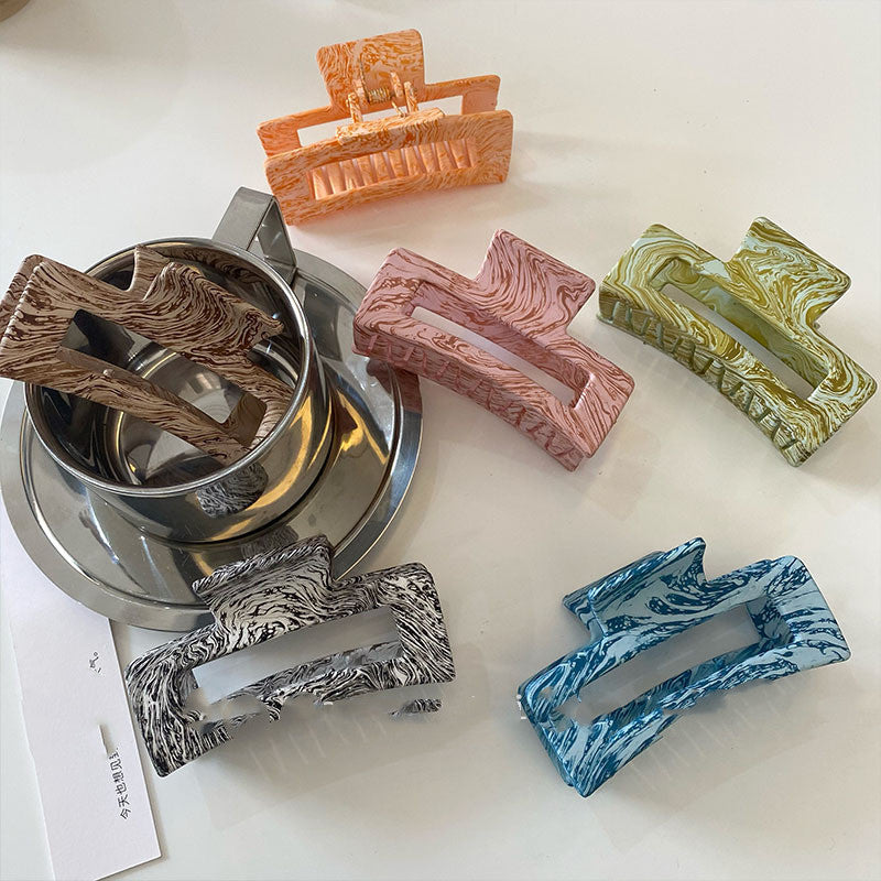 Geometric Candy Color Retro Texture Plate Hair Ponytail Temperament Simple Shark Hairpin