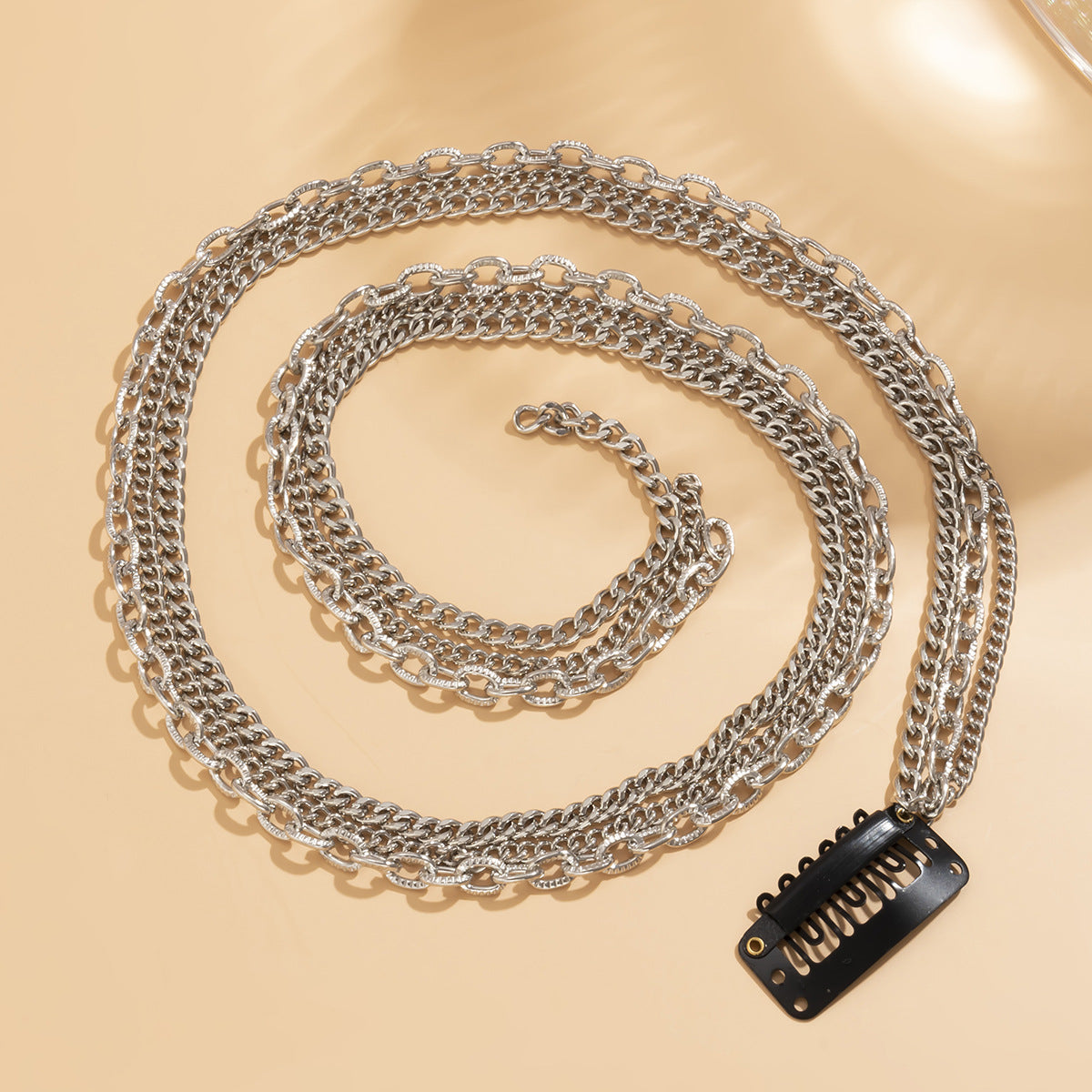 Trendy Street Shooting Geometric Metal Chain Side Clip Hairband