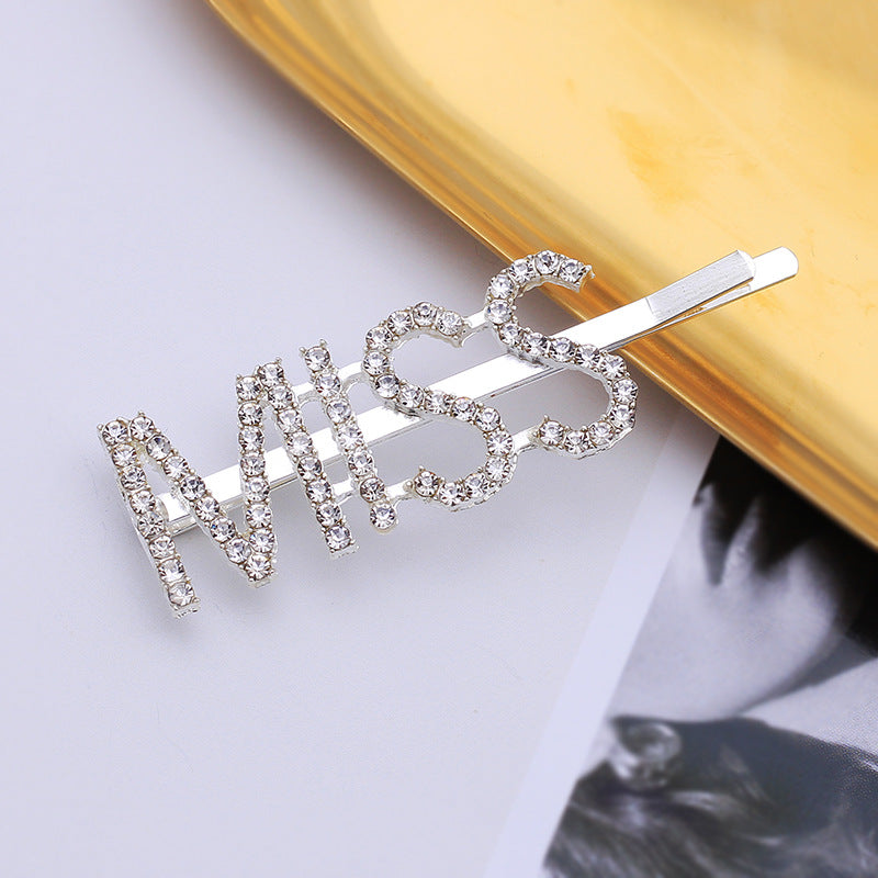 Letter Side Clip Bangs Rhinestone