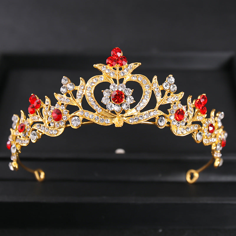Baroque Bridal European And American Pearl Hair Accessories Alloy Rhinestone Crown